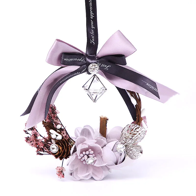 Car perfume car aromatherapy pendant car interior mirror accessories light fragrance fragrance oil dried flower ribbon pendant - Название цвета: Коричневый
