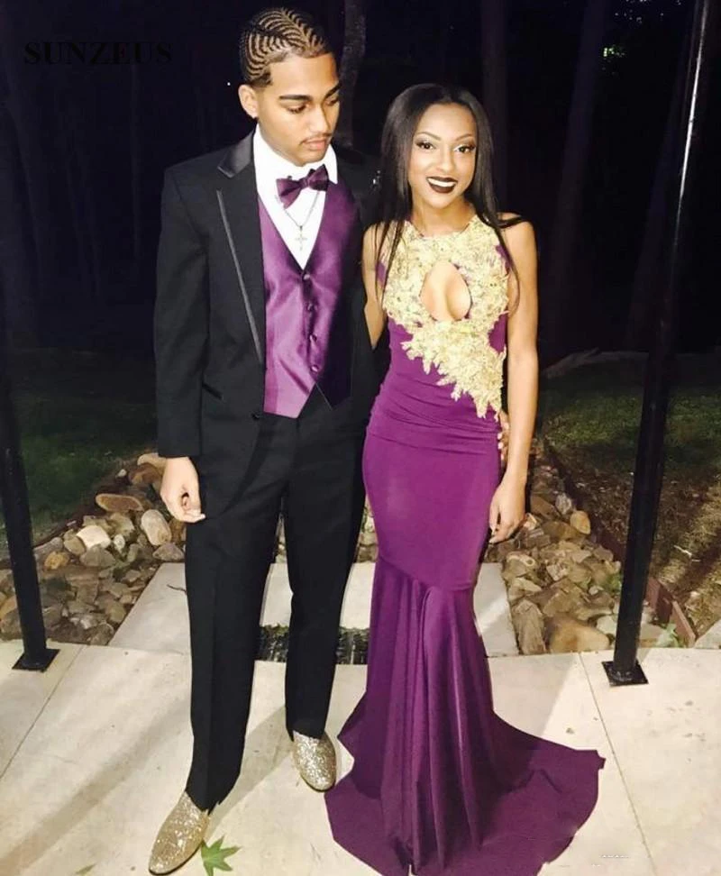 purple and gold mermaid dresses