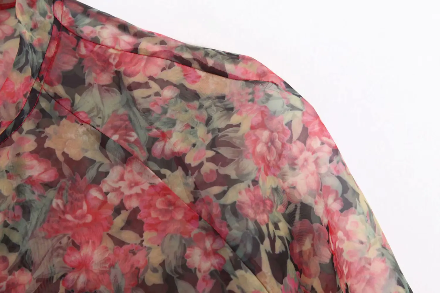 Винтажная стильная прозрачная куртка с цветочным принтом, пальто для женщин, модная верхняя одежда на молнии с длинными рукавами и галстуком-бабочкой Casaco Feminino