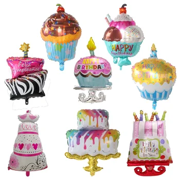 

Big Foil Pink Birthday Cake Balloon Happy Birthday Party Decoration Balloon Kids Mylar Large Cake Ice-Cream Balloon Supplies