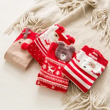 Горячая Распродажа! 4 пара/лот, женские хлопковые носки, носки с рисунком Красной собаки, лося, медведя, лисы, рождественские носки на весну, осень, зиму, рождественский подарок