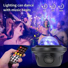 

LED Galaxy Projector Ocean Wave LED Night Light Music Player Remote Star Rotating Night Light Gift For kids Bedroom Lamp New