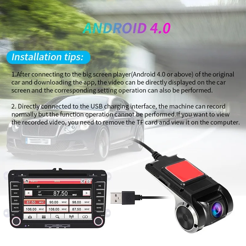 U2 Dash Cam Car DVR Camera Auto Full HD 1080P Video Recorder USB Tachograph Hidden Car Camera Recorder Night Vision Camera