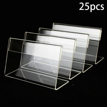 

25Pcs 6*4cm Acrylic L-shaped Price Tag Display Holder Rack Label Stands Tool High Quality Transparent Acrylic