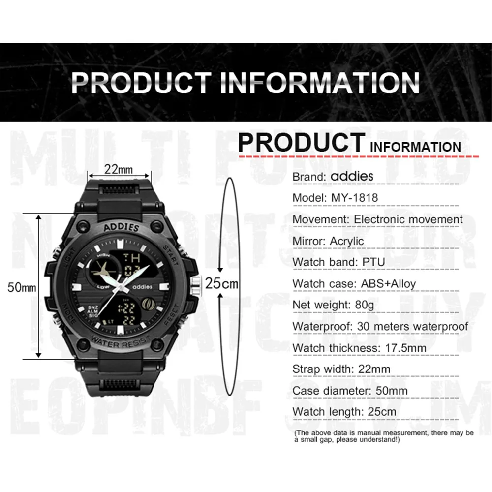 Спортивные мужские часы ADDIES G Style роскошные брендовые военные кварцевые