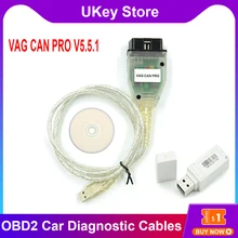 Cables de escáner de diagnóstico de coche VAG CAN PRO V5.5.1 CAN BUS con FTDI FT245RL Chip OBD2 para Audi para VW soporte Can Bus UDS K Line