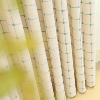 

Popular Solid Color Linen Plaid Curtain Modern Simple Cotton and Linen Blackout Curtains for Bedroom Living Room Curtains
