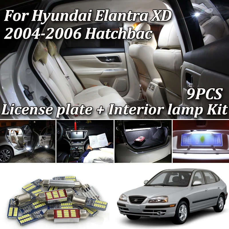 Комплект светильник салона 9 шт. белые светодиодные с Canbus для хэтчбека Hyundai Elantra XD