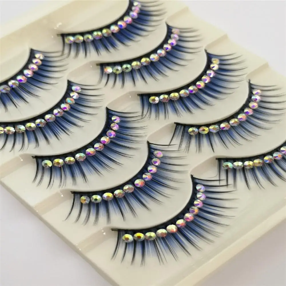 50 Hot Sale 5 Pairs Rhinestones Glitter Artificial Eyelashes Extension