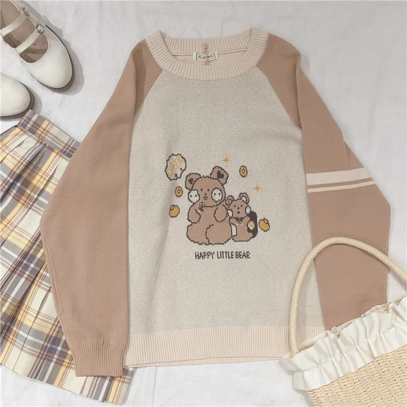 Autumn Winter Sweater Japanese Vintage Girl Small