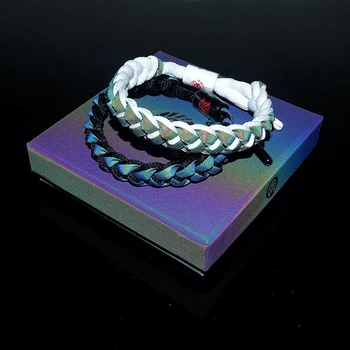 

holographic reflective student bracelet sweet men and women couples hand rope colourful fashion chain weave simple gift