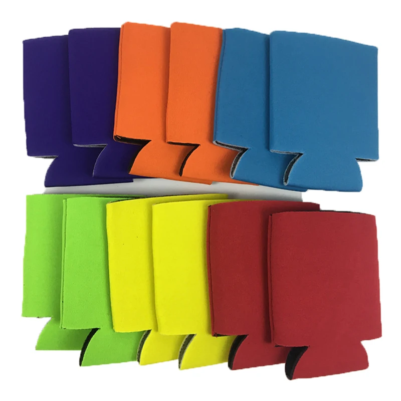 6Pcs/Set Beer Can Cooler Blank Neoprene Can Sleeves Collapsible Insulated Drink Cooler Holders for Beer Water Bottles Drink Cooler Beer Bottle Cooler Beer Cooler