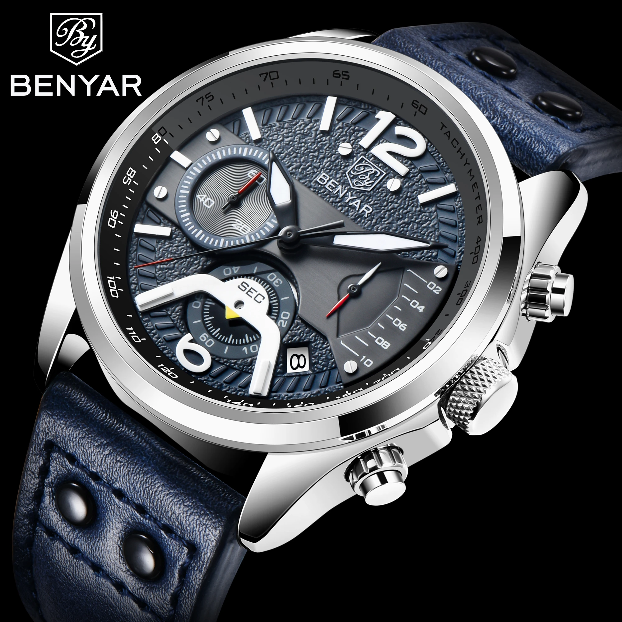 BENYAR 5171M Men's Watch Japan-Miyota Movt Quartz Watch Automatic  Chronograph Clock Military Waterproof Wrist Watch Montre Homme