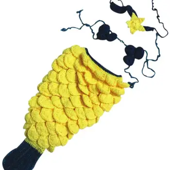 

Splicing Color Fashion Popular Sets Newborn Baby Outfits 3pcs Personality Leisure Headwear Underwear Fishtail Suits