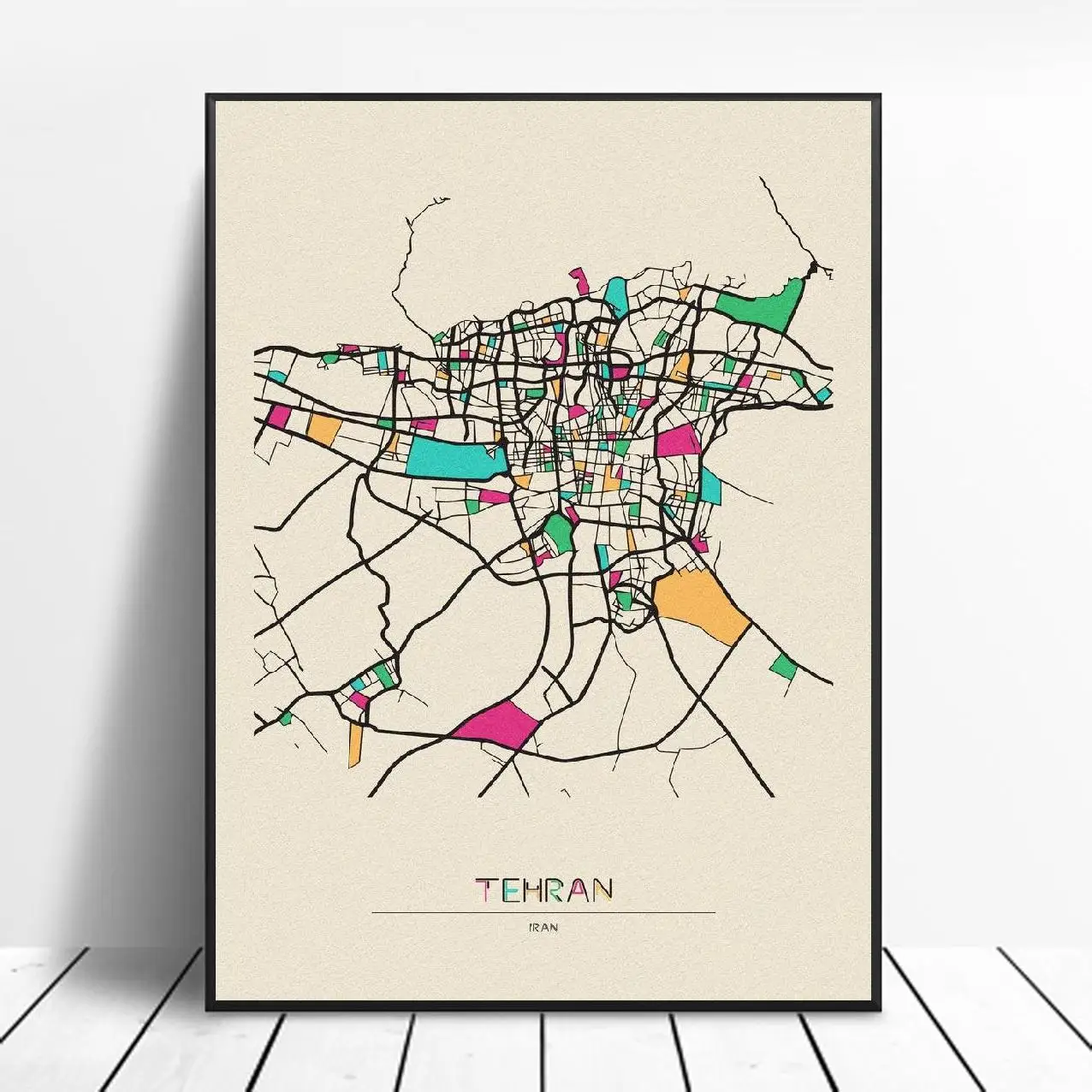 Иранская карта Тегерана Холст Живопись Художественная печать плакат картина на