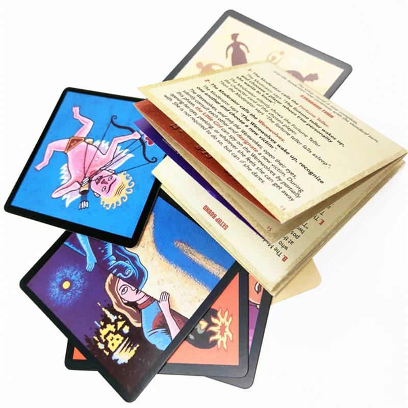 Werewolf and Cat Tarot Card Deck Board Game English Family Funny Entertainment Board Game Fun Deck Playing Cards Gift Box