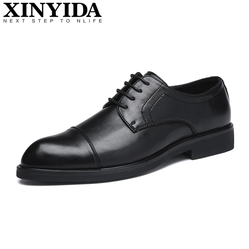 

2019 High Quality Pointed Toe Men Leather Shoes Lace Up Breathable Causal Business Shoes Fashion Formal Men Shoes Size 38-44
