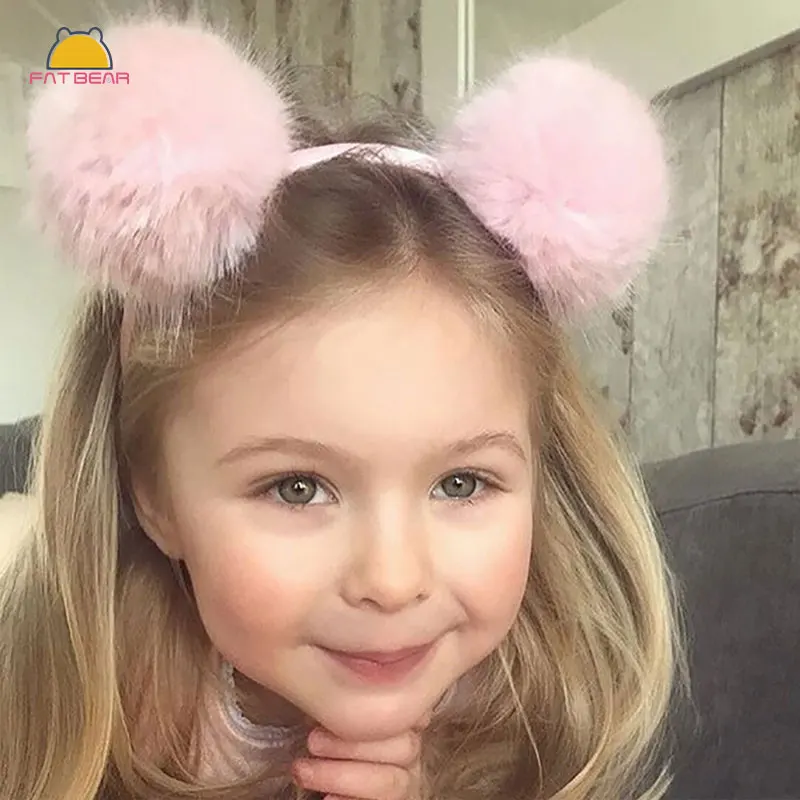 Cute Candy Color Pom Hairband Solid Plush Ball Girls Headband Fur Washing Face Makeup Headwear Sweet Women Hair Accessories