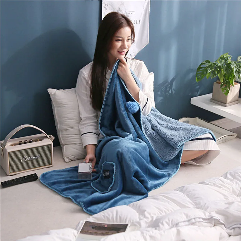 astounding  Women Fleece Jacket Plush Blanket Soft Throw Scarf Coat on Sofa Bed Plane Travel Cashmere Portable 