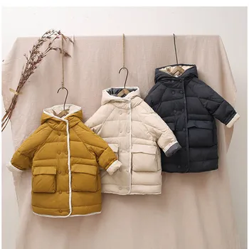 

Children Winter Coat Boys Girls Thick Outerwear Hooded Kids Jacket Zipper Solid Jacket For Children Warm Kids Clothing