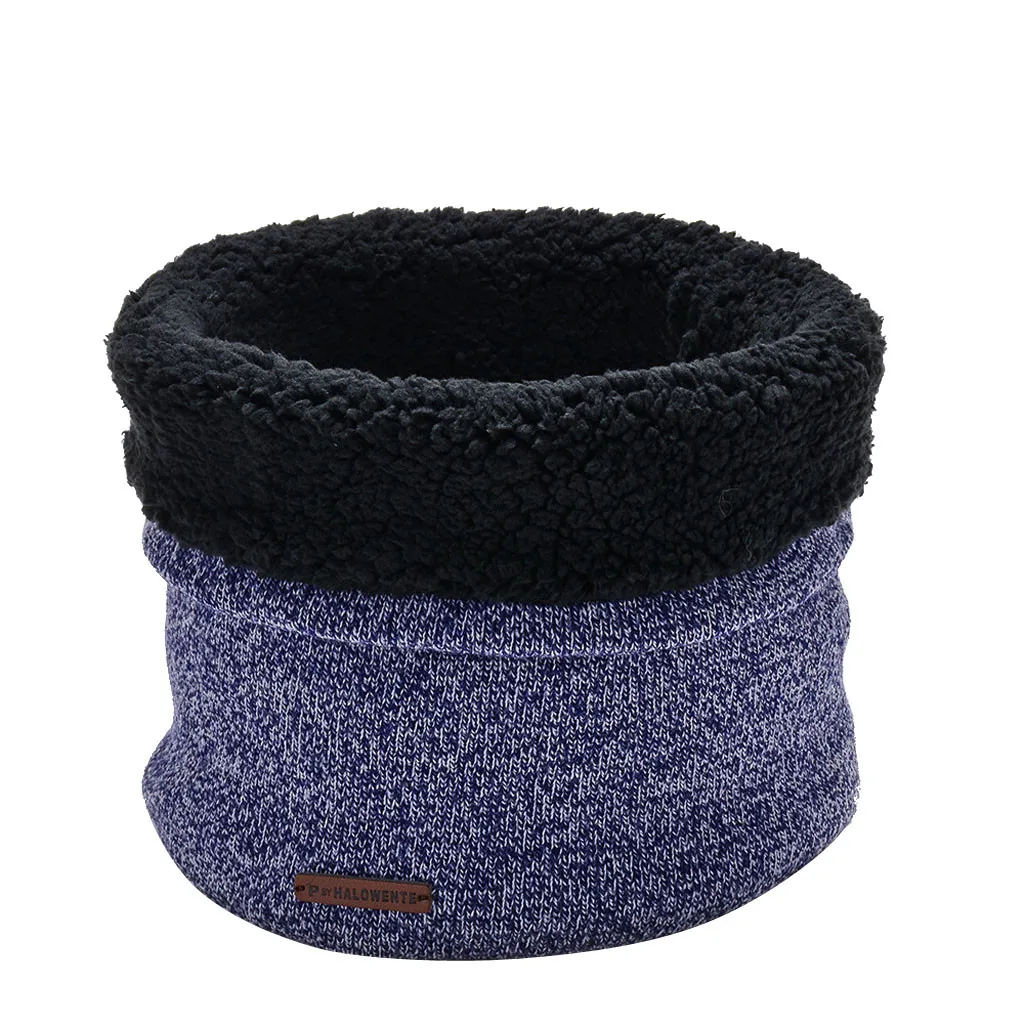 Шарфы для женщин и мужчин вязаный шерстяной шарф для шеи Зимний теплый воротник-хомут круглый вязаный крючком однотонный шарф