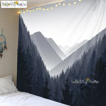 

Simple Gray Mountains Tapestries 3D Beach Towel Profound Artistic Conception Blossoms Wall Carpet Yoga Mat Home Decor Tapestry