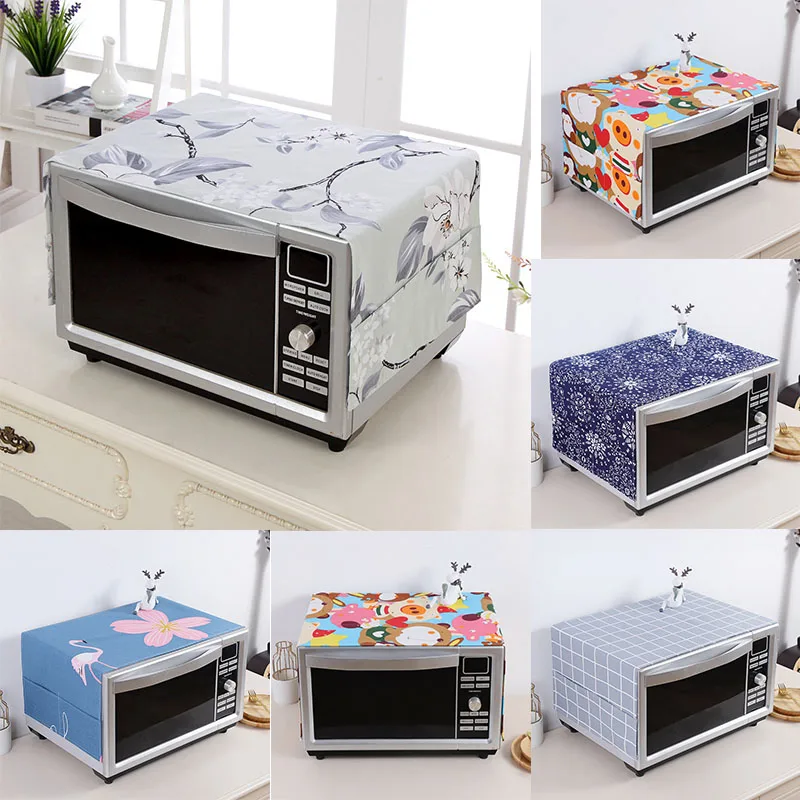 Microwave Oven Covers With Storage Bag Hood Dust Cover Printed Cloth For Machine Home Decoration Kitchen Accessories 35*100cm/pc