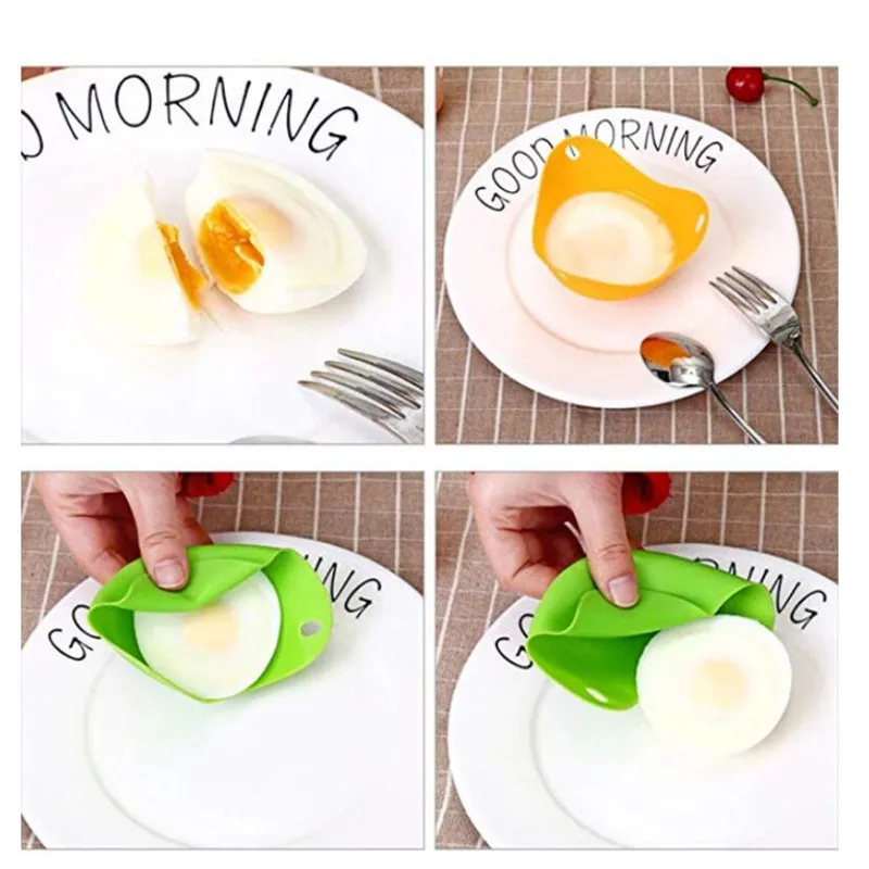 Egg Boiler Mold Cup Egg Cooker Silicone Egg Poacher Egg Poacher 4Pcs/lot Silicone Egg Poacher Poaching Pods Pan Mould Egg Mold Bowl Rings Cooker Boiler Kitchen Cooking Tool Accessories Gadget