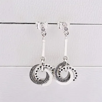 

Original S925 Sterling Silver New Three Ring Fashion Versatile String Ring Pan Earrings For Women Wedding Gift Fashion Jewelry