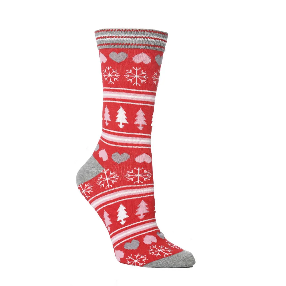 Рождественские носки для женщин с рисунком Санта Клауса, лося, колокольчика, снежинки, хлопковые милые носки, рождественские подарки для девочек, носки