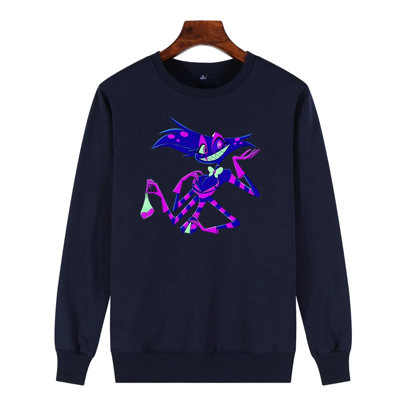 Милый женский свитер, забавная уличная одежда, графический принт, Hazbin, отельный литой Женский пуловер(), модная повседневная толстовка - Цвет: 112403 Navy