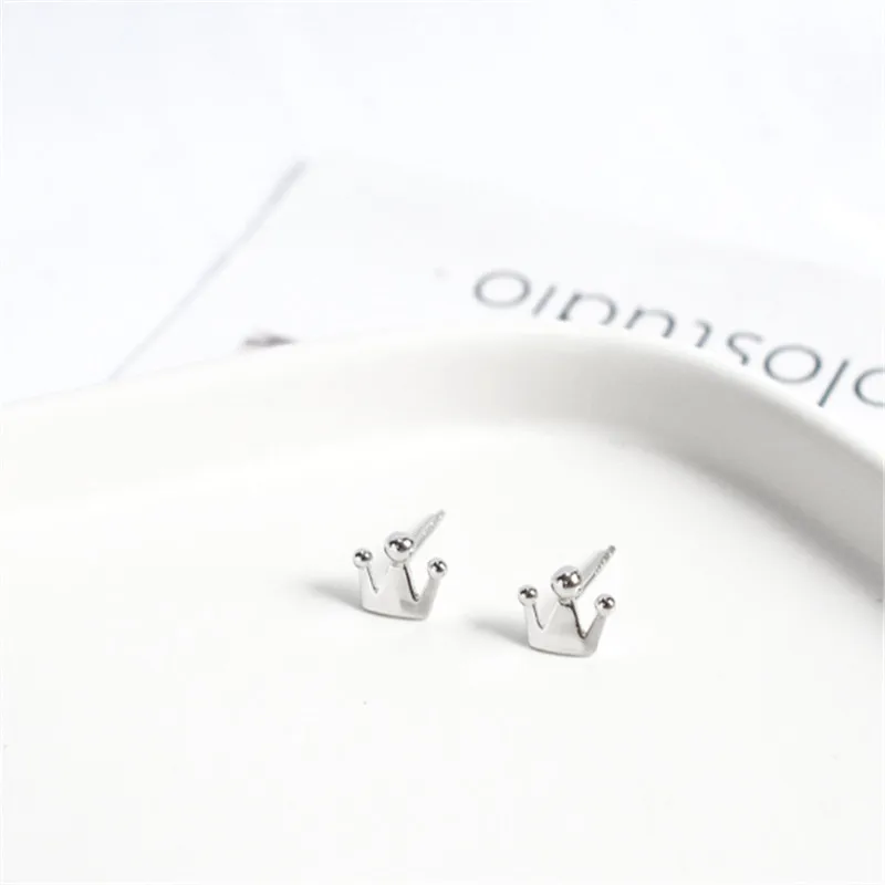925 Sterling Silver Korean Version Mini Cute Crown Earrings Women Fashion Simple Wedding Party Jewelry Accessories - Image 6