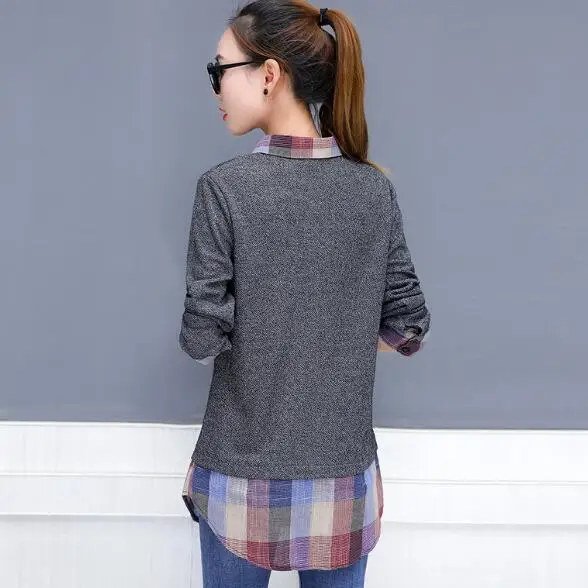 2020 кимоно туника женские блузки офисные с длинным рукавом клетчатые Лоскутные