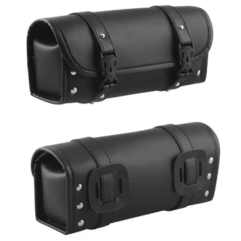

Hot Quick Install Front Fork Bottle PU Leather Gloves Hairbrush Roll Storage Tool Holder Waterproof Sunglasses Motorcycle Bag