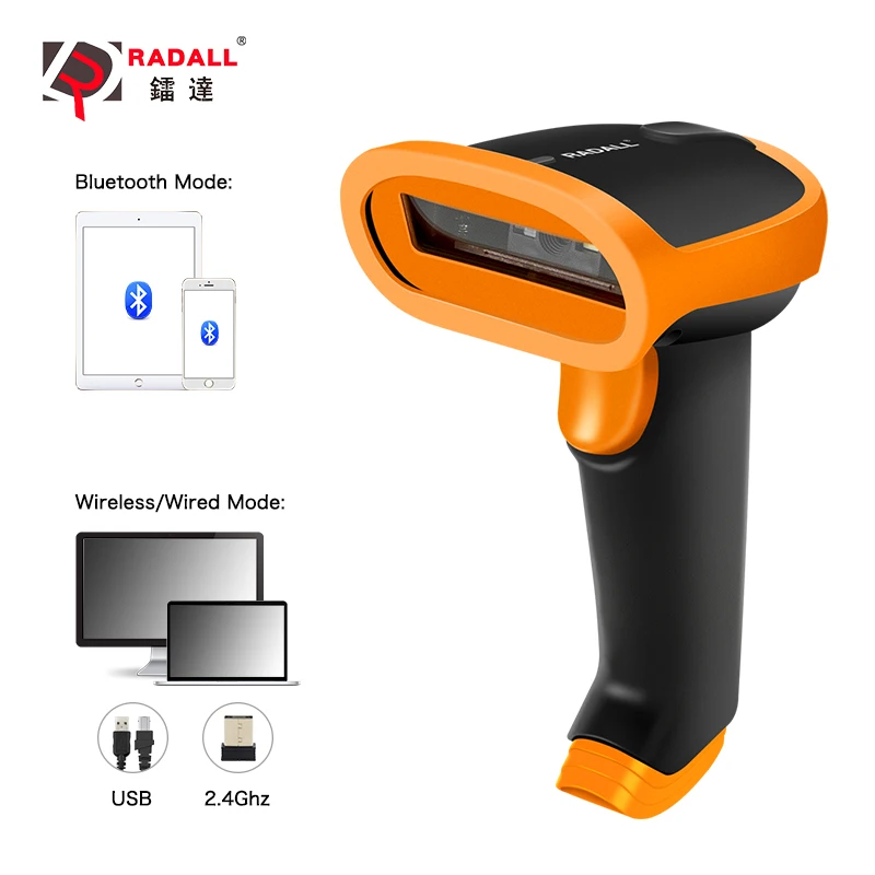 Radallbluetooth Draadloze Barcode Scanner 1D/2D Qr Code Barcode Reader