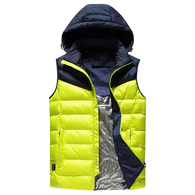 Мужской USB умный жилет с электроподогревом тепловая одежда перо Открытый горячая Распродажа теплый жилет зимняя куртка Chalecos - Цвет: Цвет: желтый