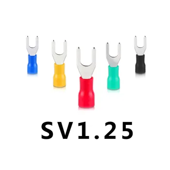 

100pcs SV1.25 SV2 SV3.5 SV5.5 insulated spade terminal connector crimping cable wire fork end insulation