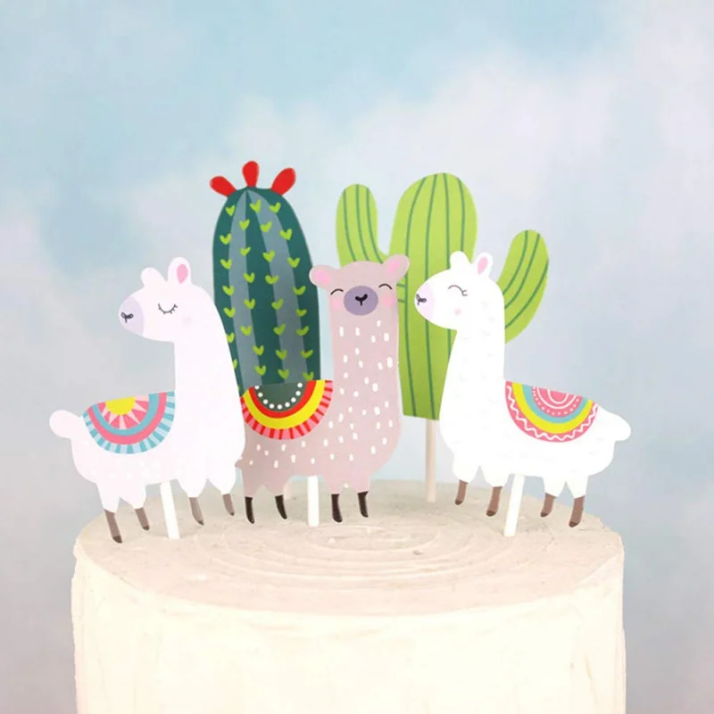 

30PCS Cactus Alpaca Shape Cake Topper Decorating Tools Birthday Wedding Cake Decoration Baby Shower Birthday Party Accessories