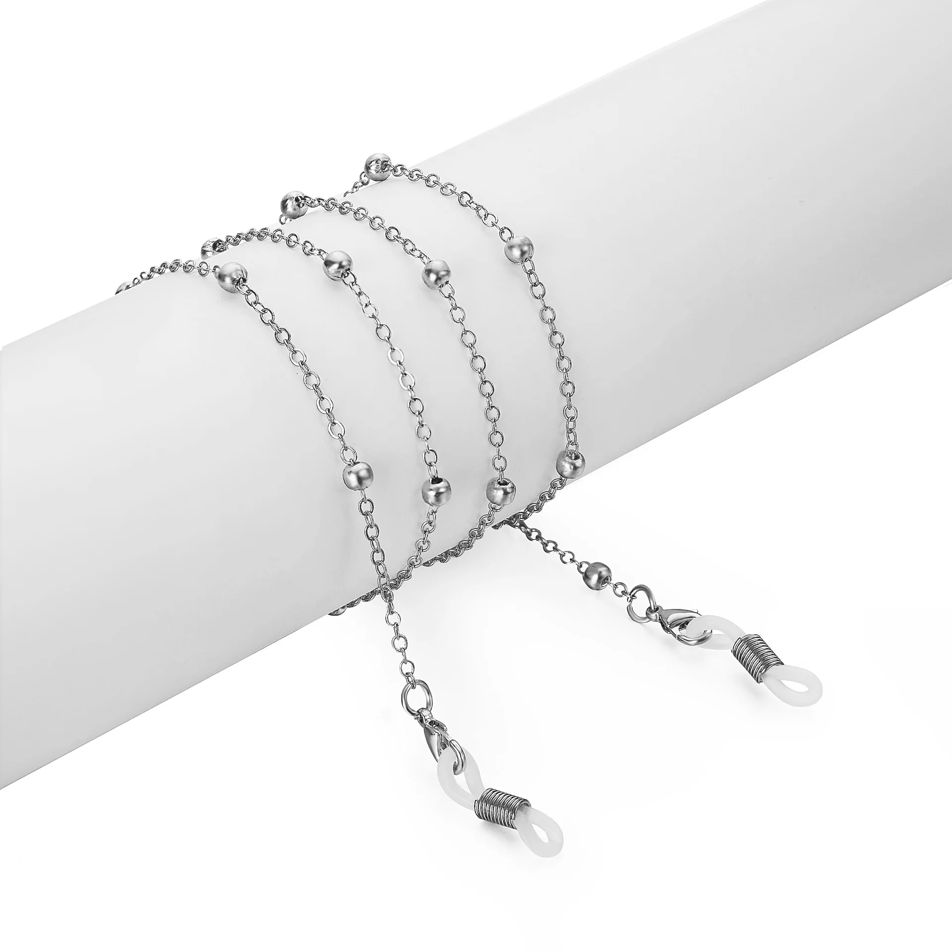 silver Горячая Распродажа золотая металлическая бусина цепочка для очков Женская мода очки Аксессуары Солнцезащитные очки фиксатор ремешок цепочка Ожерелье - Цвет: silver
