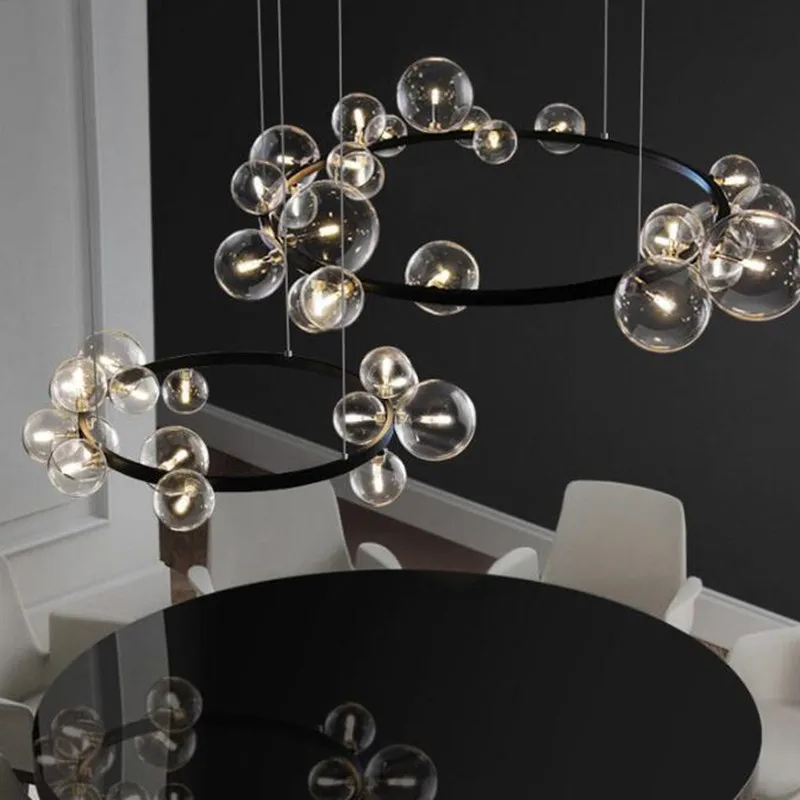 

Retro Art Molecular Glass Ball Nordic Magic Beans Livingroom Led Chandelier Diningroom Cafe Bar Decor Suspension Light Fixtures