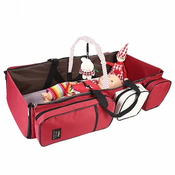 

78x40x20CM New Large Multifunctional Capacity Mommy Bag Baby Folding Bed Crib Portable Mommy Shoulder Bags Outdoor Convenient