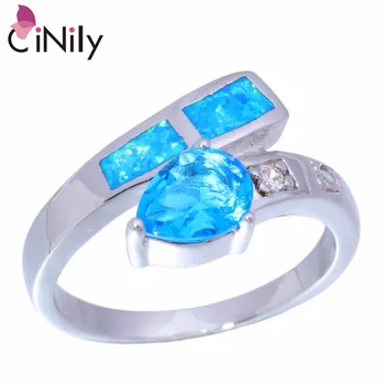 

CiNily Created Blue White Fire Opal Blue Pink Zircon Cubic Zirconia Silver Plated Wholesale Women Jewelry Ring Sz 7 8 9 OJ9198-9