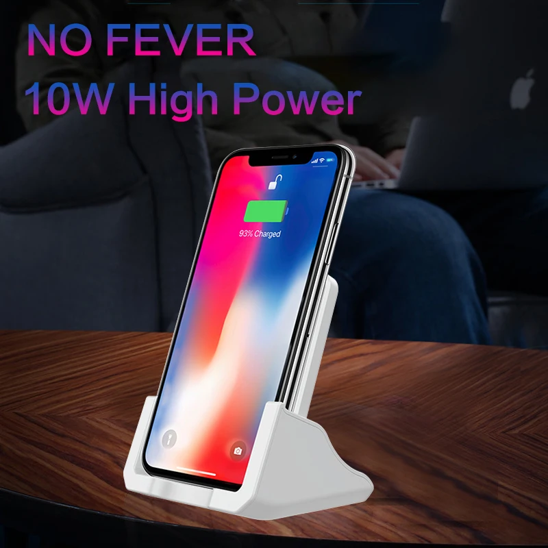 10W Fast Qi Wireless Charger For iPhone 8 Plus X XR XS MAX Samsung Galaxy S9 S8 Note 9 8 Desktop Mobile Phone Holder Charger