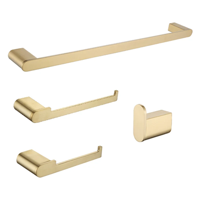 Gold Bathroom Accessories Set - 24" Towel Bar, Ring, Toilet Paper Holder & 3 Hooks, Brushed Gold Stainless Steel - View #3