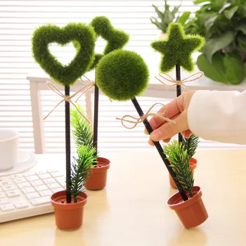 

DL South Korea creative stationery green garden plant desktop decoration potted flowerpot ballpoint pen cartoon supplies