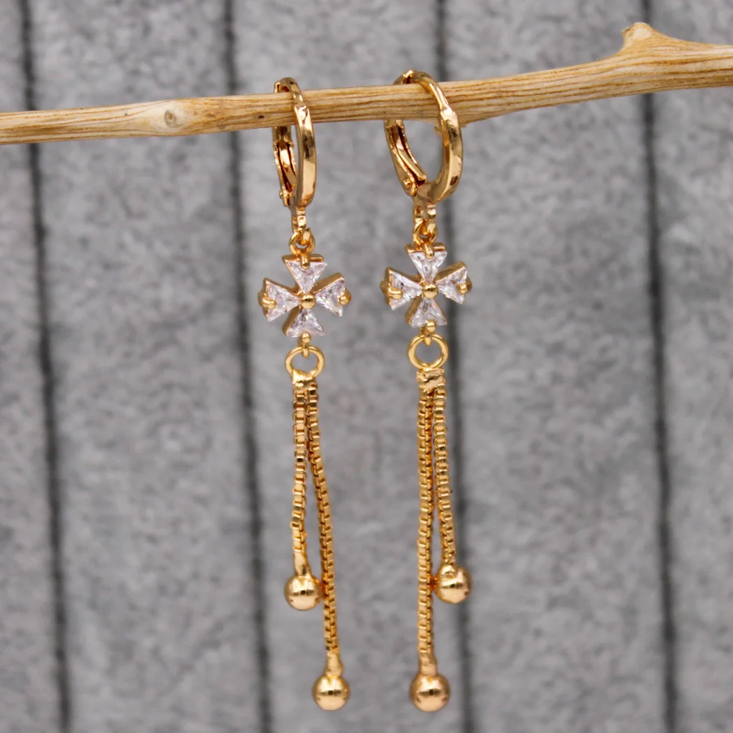 Gold layered Earring Chain by Niscka-Gold Chain Earrings Design