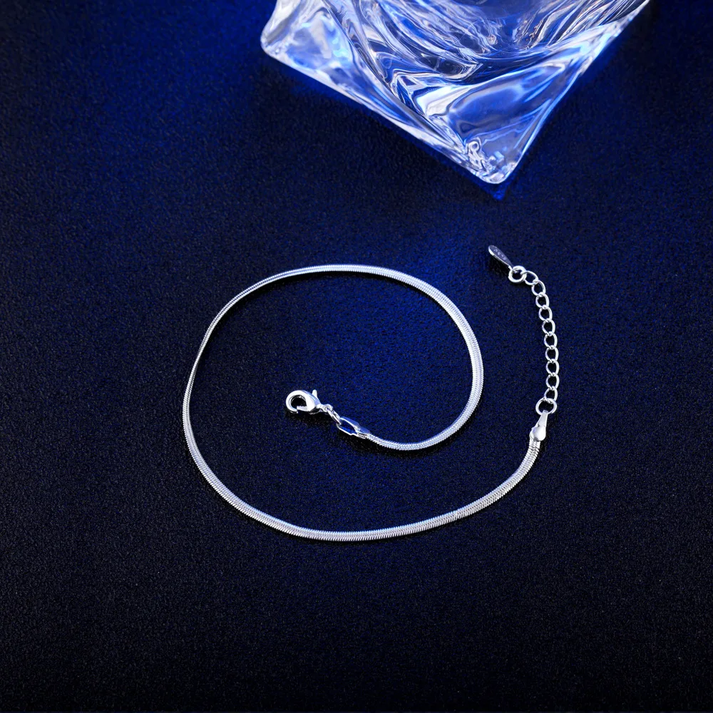 

Blade Chain Snake Chain Women Anklet Trendy Silver Color 2mm Width Ankle Bracelet Extended Chain Wholesale