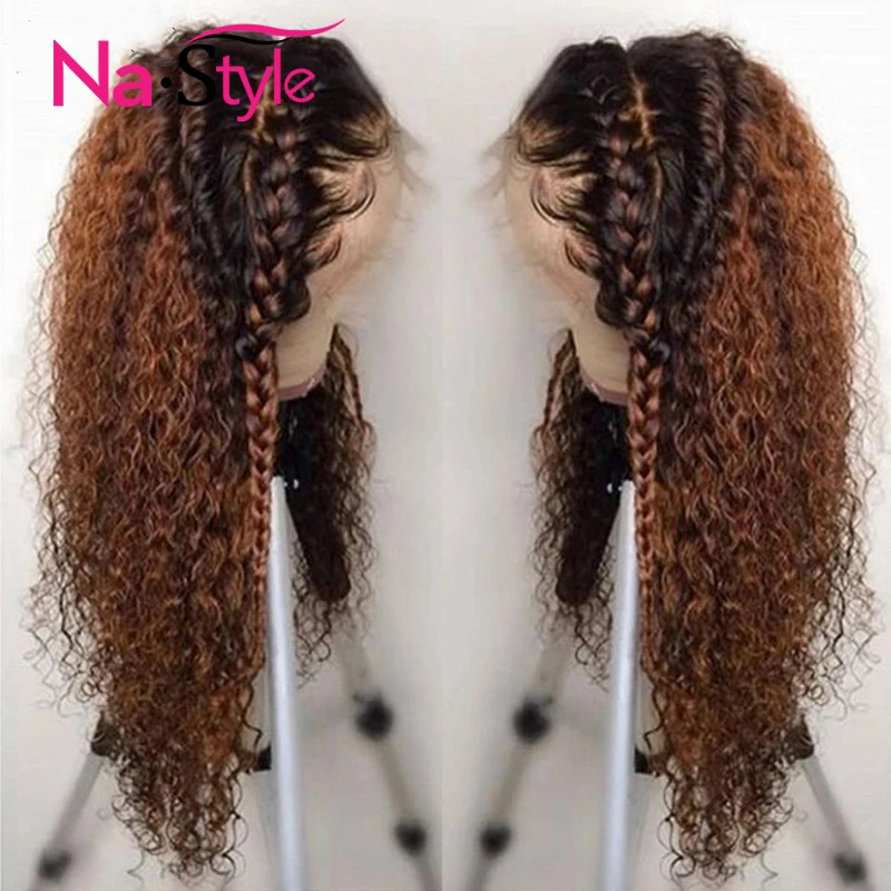 Comprar Pelucas de cabello humano con encaje Frontal de 13x6 de miel rubio rizado Ombre 360 peluca Frontal de encaje Pre desplumado pelucas de cabello humano de encaje completo Color