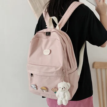 

Girl College Cute Backpack Book Fashion Female Doll School Bag Student Ladies Nylon Backpacks Kawaii Badge Women Bags New Trendy