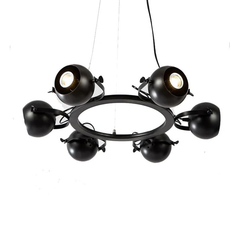 

SETTEMBRE Vintage Spotlight Chandelier Lighting Industrial Loft Black Metal Light Fixture Round 6/8 LED Light Bulb